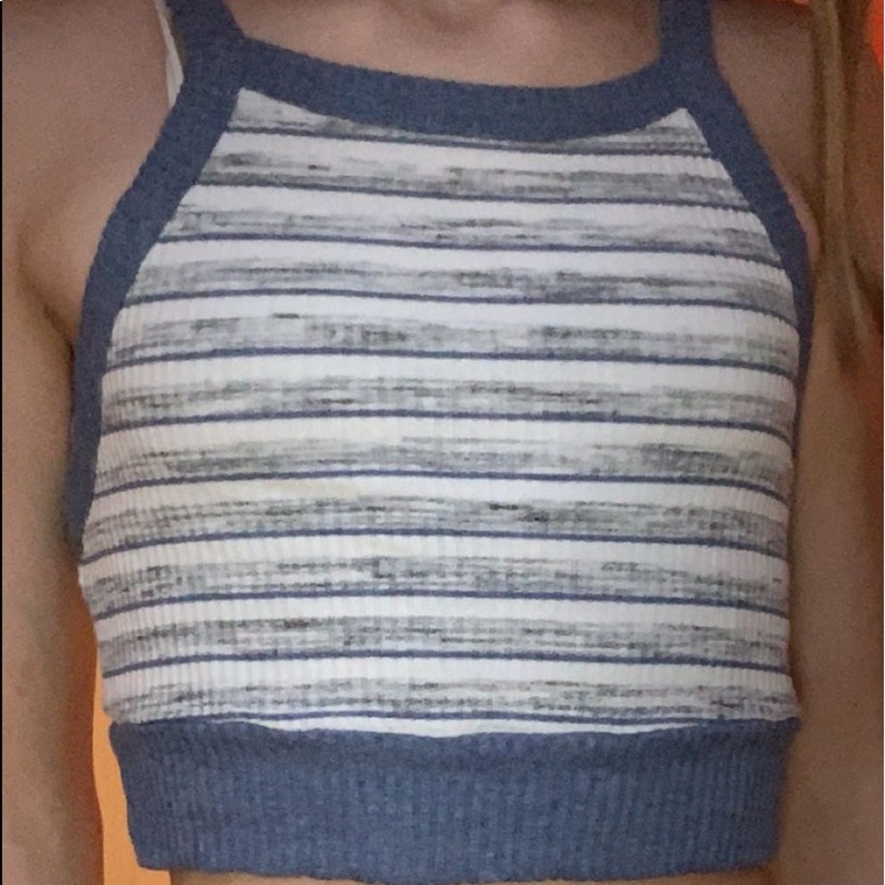 blue striped crop top